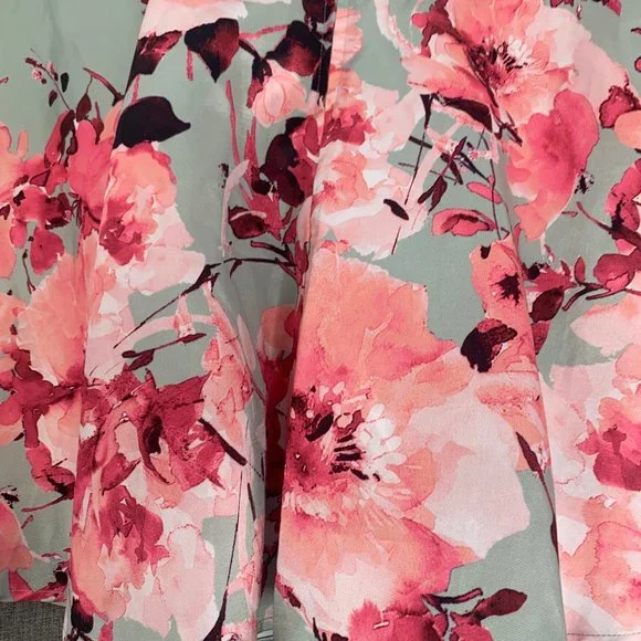 Jodi Kristopher Formal Elegant Floral Skirt Pleated Flared Puffy Skirt Pink 9 - Picture 12 of 13